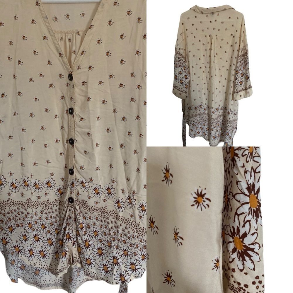 SHEIN Curve Daisy Printed Full Button Tunic Top/Dress 4Xl